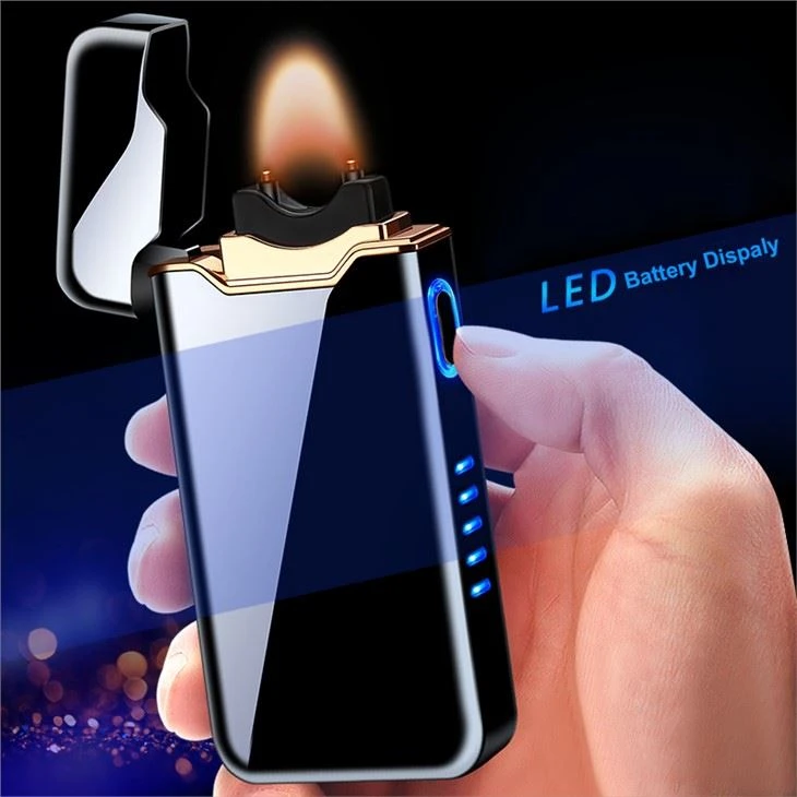 Windproof Plasma Electric Cool Lighter Dual Arc Flameless Rechargeable USB Cigarette Lighter Smoking Lighters