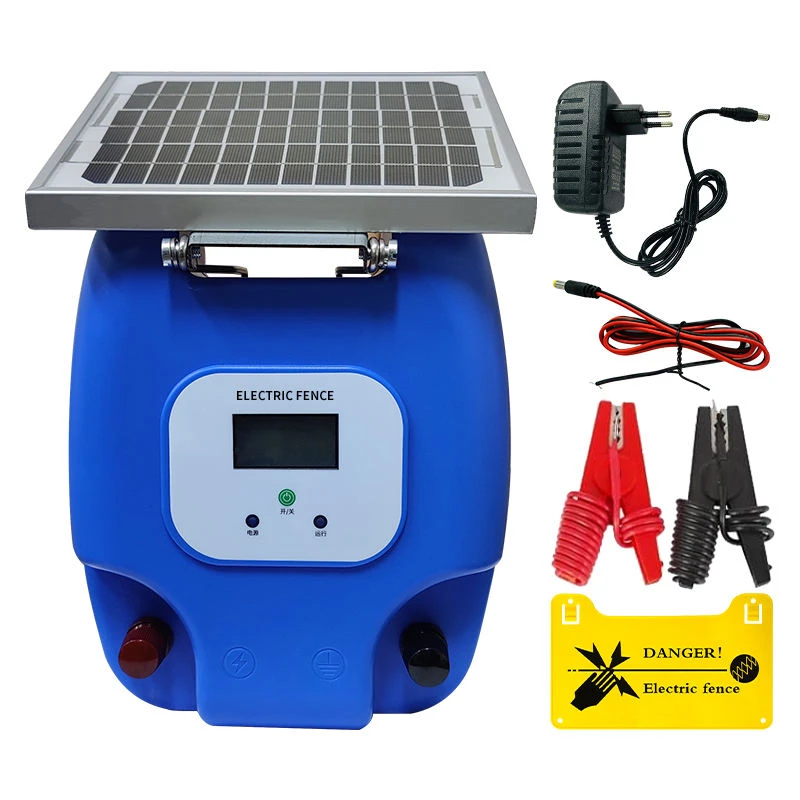 Energizador de cerca elétrica solar com LCD|Carregador de cerca elétrica à prova d